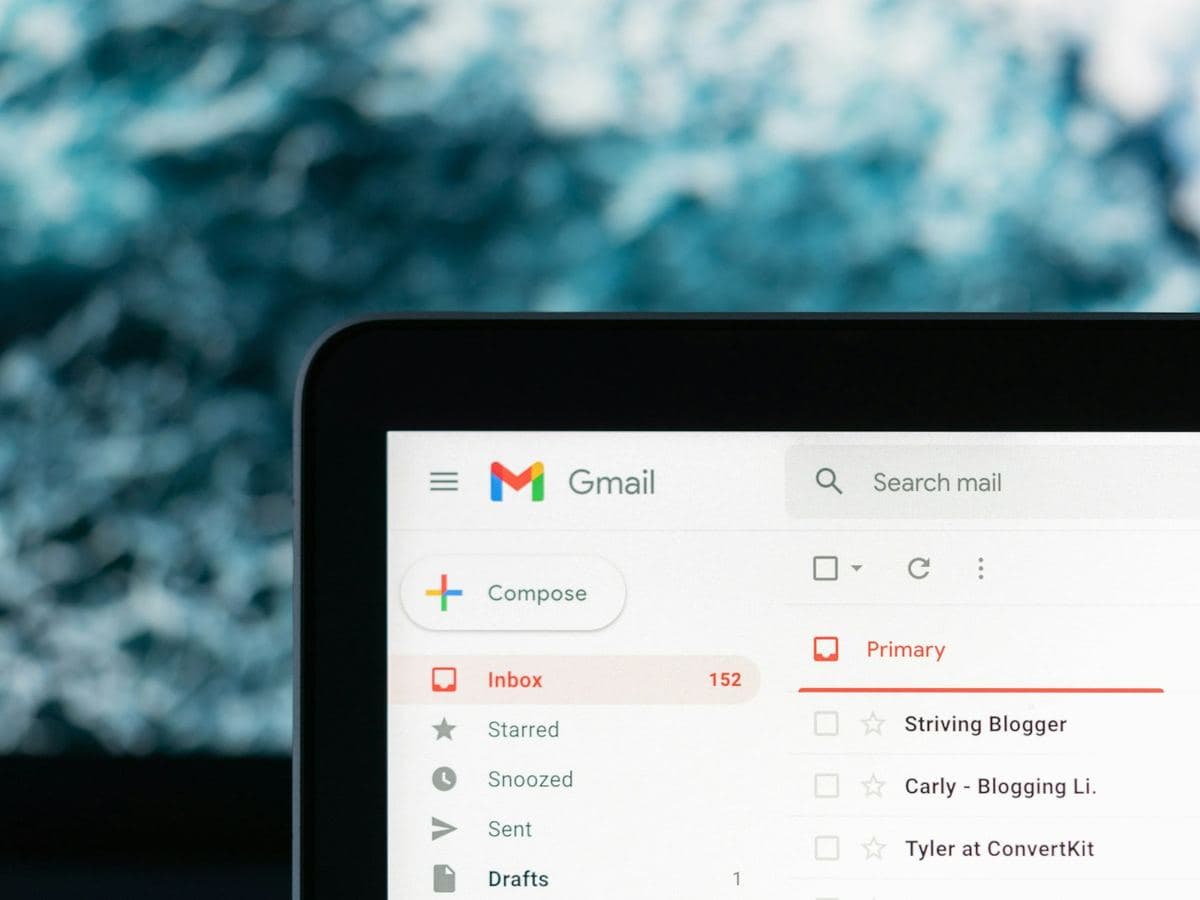 Email inbox open on a laptop
